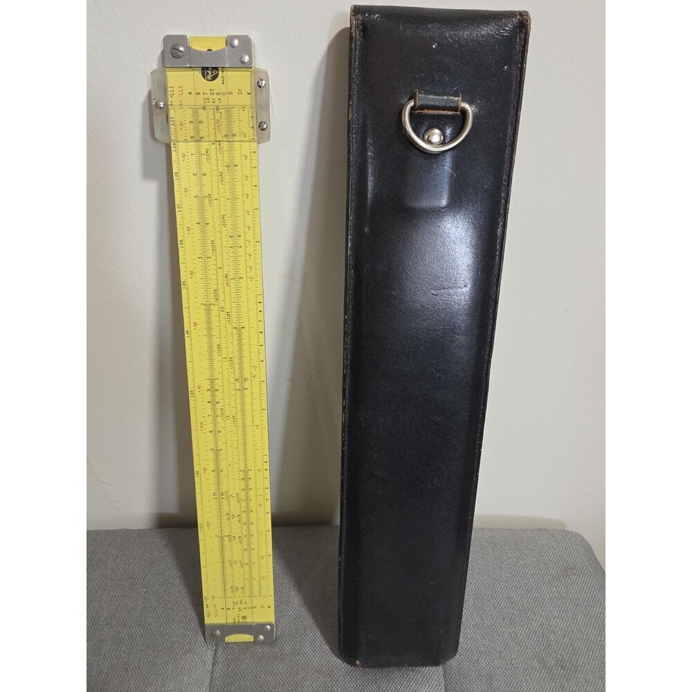 Vintage Pickett & Eckel SlideRule Model N500-ES LeatherSheath PlasticGuard GuC
